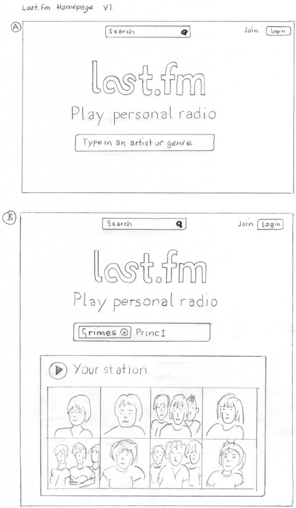 Last.fm homepage concept sketch