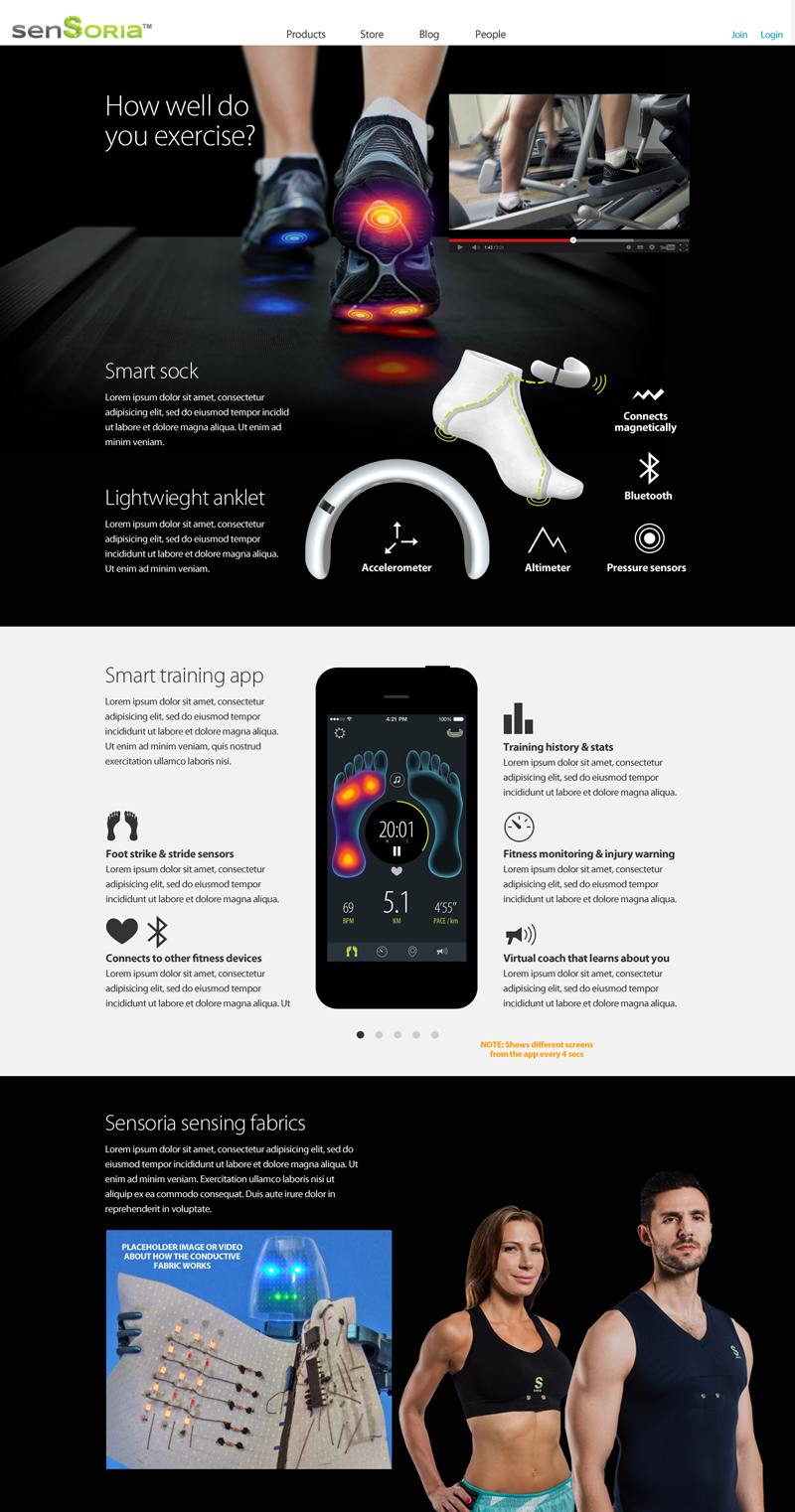 Sensoria Fitness web UX and UI