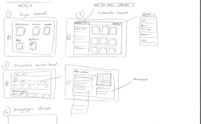 Time Out London iPad app concept sketches