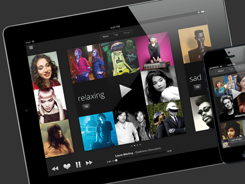 Artificial playlisting music iPhone and Android app